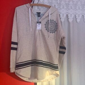 Rue21 Cream Hoodie with Multicolor Speckles